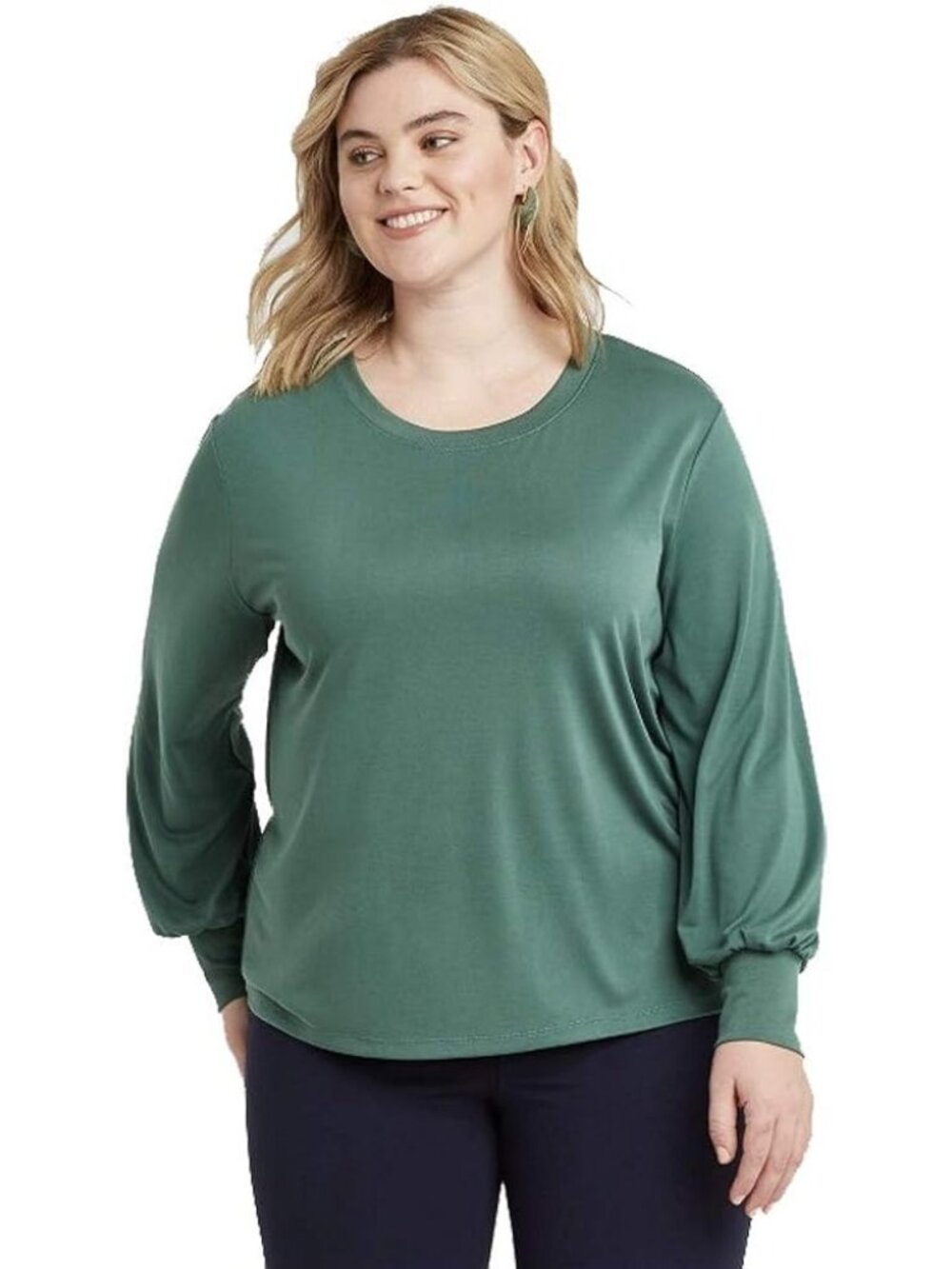Ava & Viv Modal Blend Top Olive Green Size 1X Spring Minimalist Boho Plus Size